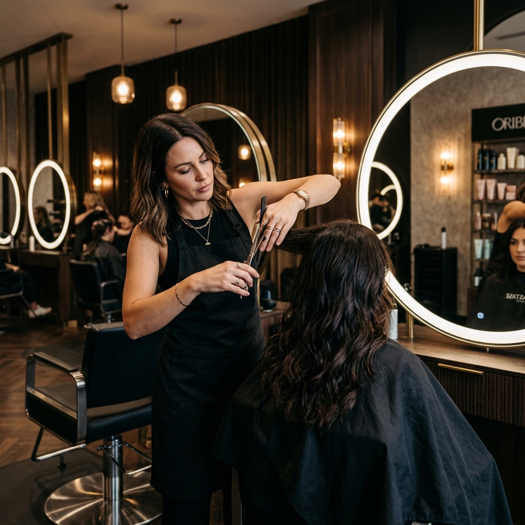 Frisör schneidet Haare